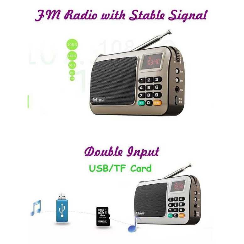 Best Seller ! Rolton W405 Portable FM Radio Player TF Card - W405