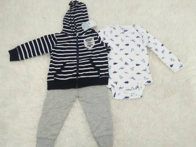 Set Jaket bayi, Jaket bayi motif dinosaurus/ baju bayi impor, set jumper jaket bayi