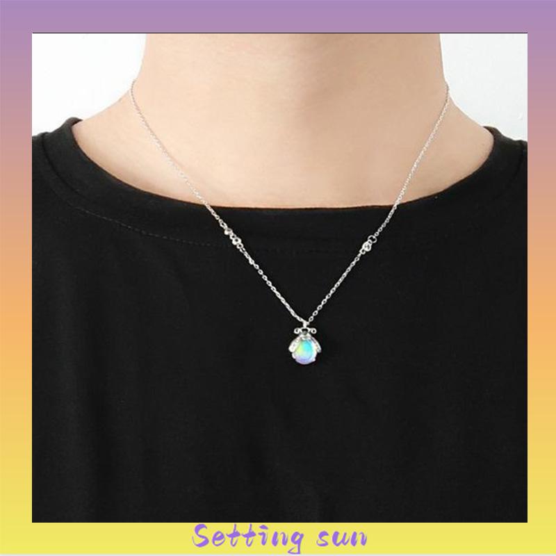 Moonstone Firefly Kalung Wanita Senior Rantai Klavikula Siswa Hadiah Ulang Tahun Desain Niche TN