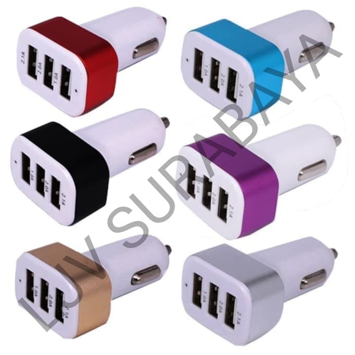 ADAPTOR CAR MOBIL CHARGER CARGER COLOKAN PORT 3 IN 1/ BATOK CAS USB HP