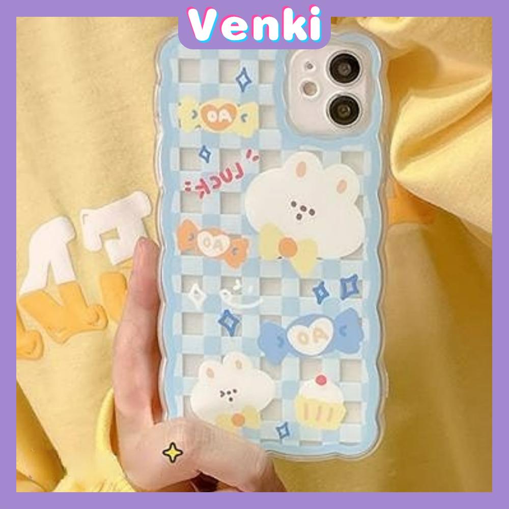 iPhone Case Silicone Soft Case Clear Case Wave Non-Slip Shockproof Camera Full Coverage Protection Bear Cute Blue For iPhone 13 Pro Max iPhone 12 Pro Max iPhone 11 iPhone 7 Plus