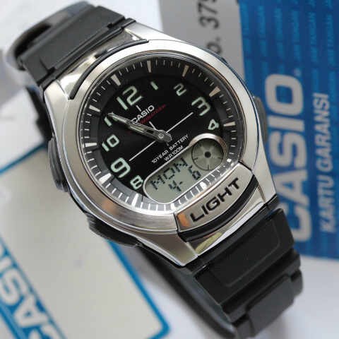 Jam Tangan Pria Casio Original Standard Dual Time Type AQ-180W-1B