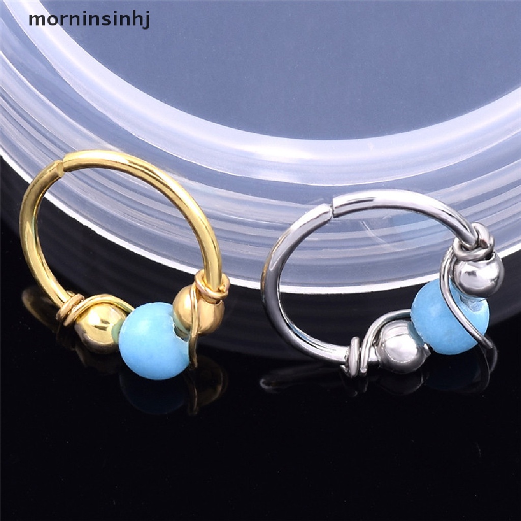 Cincin Tindik Hidung Bahan stainless Steel Warna Turquoise