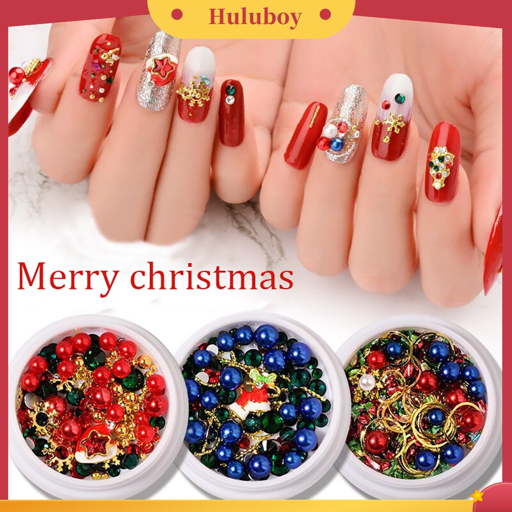 Huluboy Huluboy♡ Dekorasi Nail Art Bentuk Kepingan Salju Natal Bahan Alloy