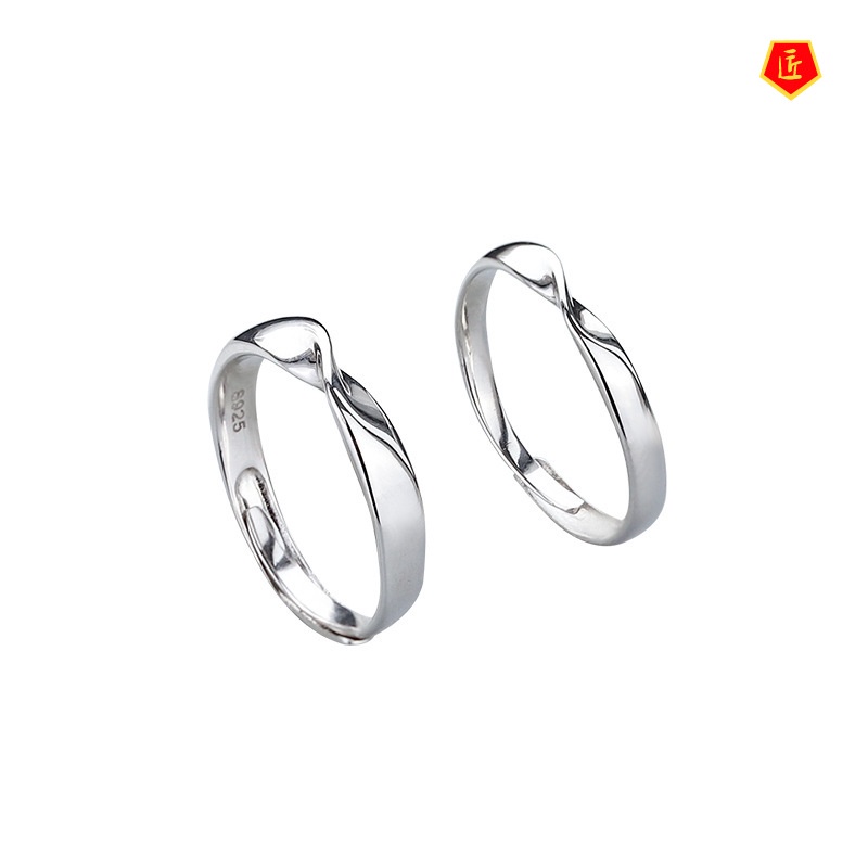 [Ready Stock]925 Silver Couple Rings Mobius Strip Simple Personality