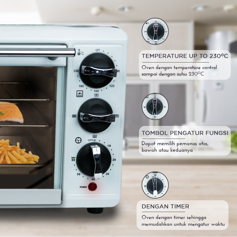 SEKAI Oven Listrik Low Watt Pemanggang Makanan Serbaguna 19L - OV 190