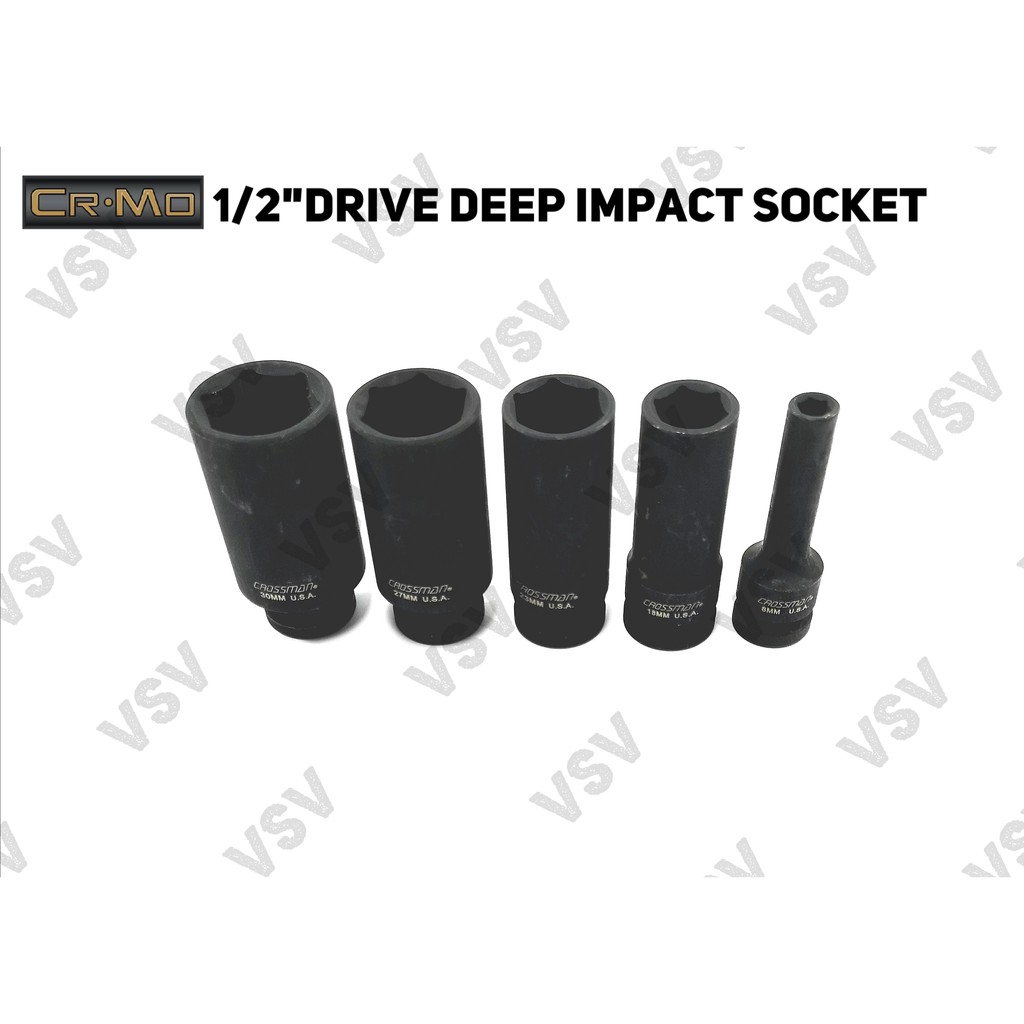 Gestar 1/2&quot;Dr Deep Impact Socket 25mm Kunci Shock impact Panjang