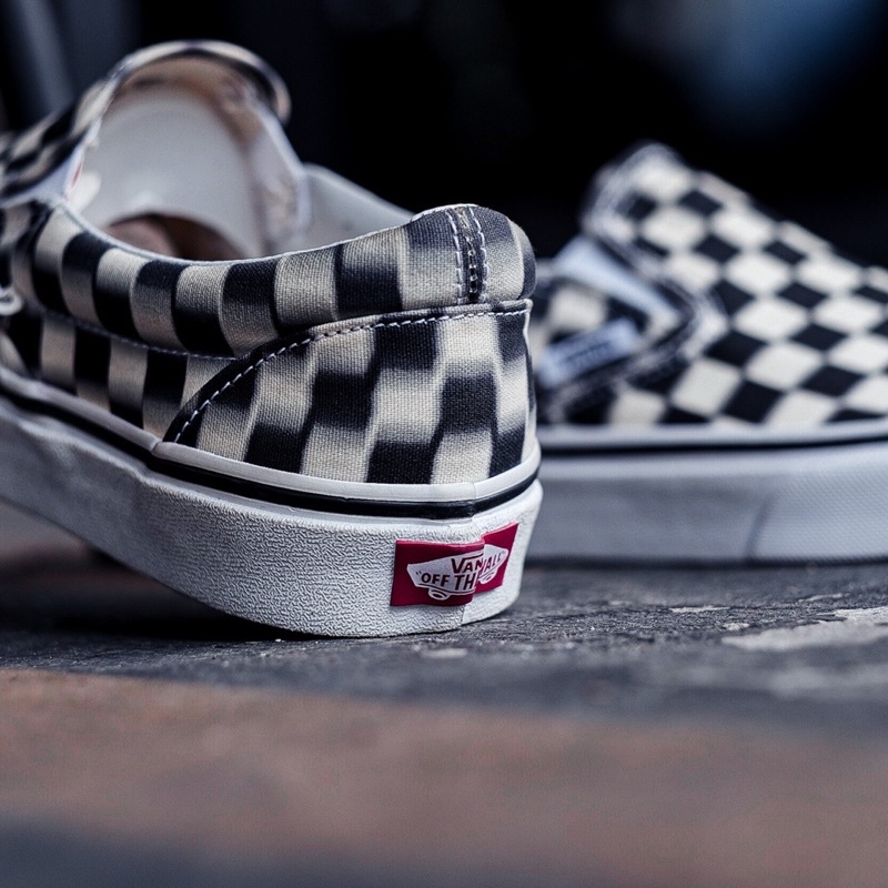 VANS SLIP-ON BLURR CHECKERBOARD BLACK/WHITE ORIGINAL 100%