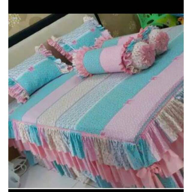 Sprei rumbai susun 3/Sprei pengantin/Sprei pevita pink