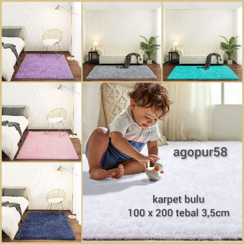Karpet Bulu Tebal 3.5cm Ukuran 100x200