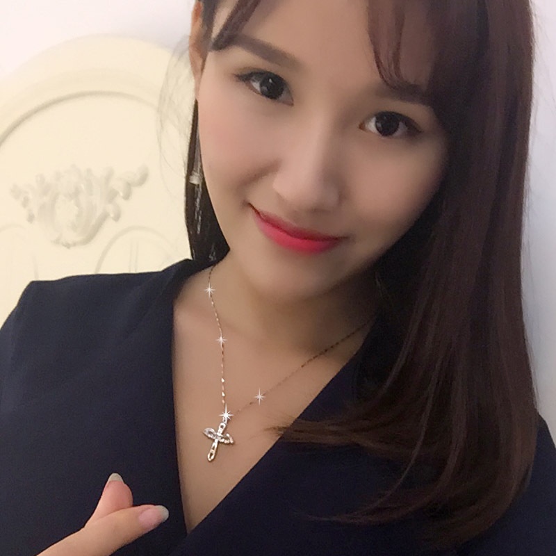 [Ready Stock]Fashion Silver Plated Cross Pendant Angel Wings Necklace