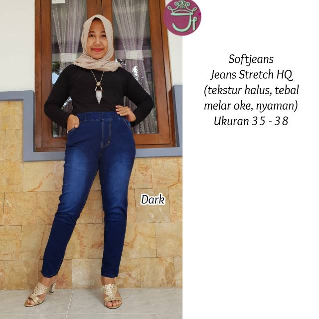 Grosir leaging soft jeans full karet Uk.35-38 (NORMAL) @72K min 2pcs