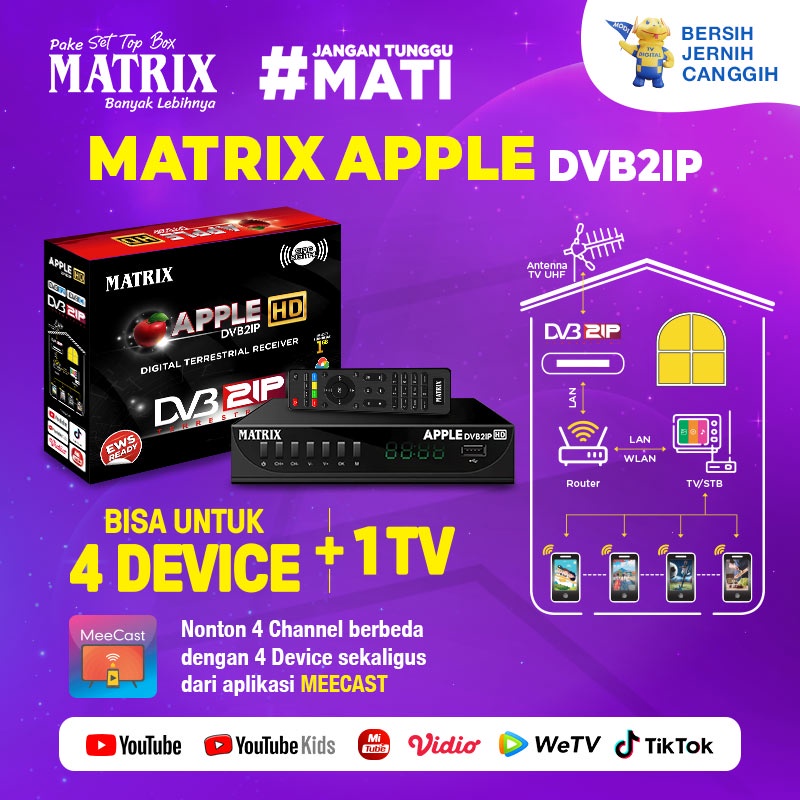 Set Top box Matrix DVB T2 Penerima Siaran Tv Digital HD