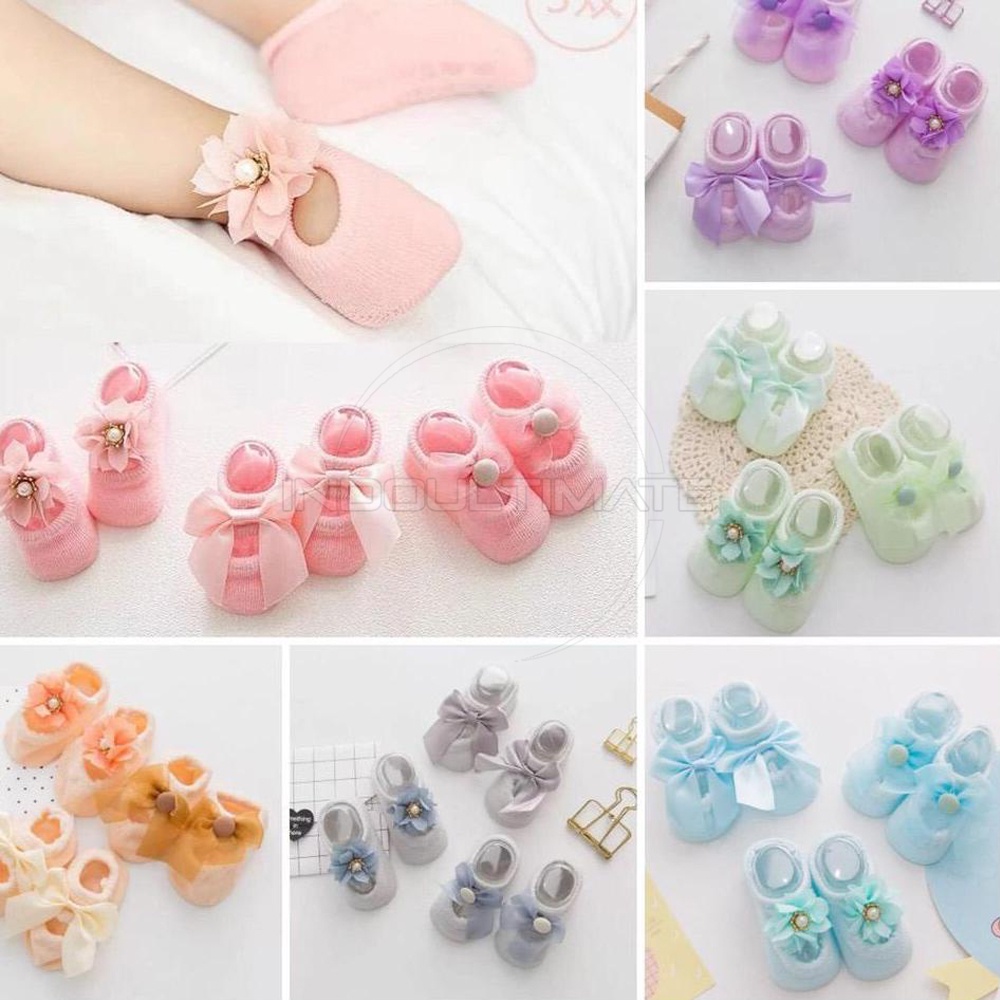 1Pcs Alas Kaki Anak Bayi Balita Baru Lahir Kaos Kaki Anak Bayi Perempuan 0-1 Tahun KKA-705 Baby Socks Pelindung Kaki Anak Sarung Tangan Kaki Bayi Cewek