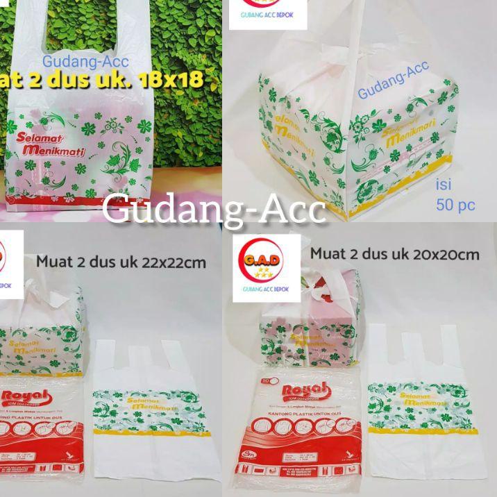 

⊃ Kantong Plastik Royal untuk 2 Dus Box Makanan 18x18 20x20 22x22 cm @50lembar *