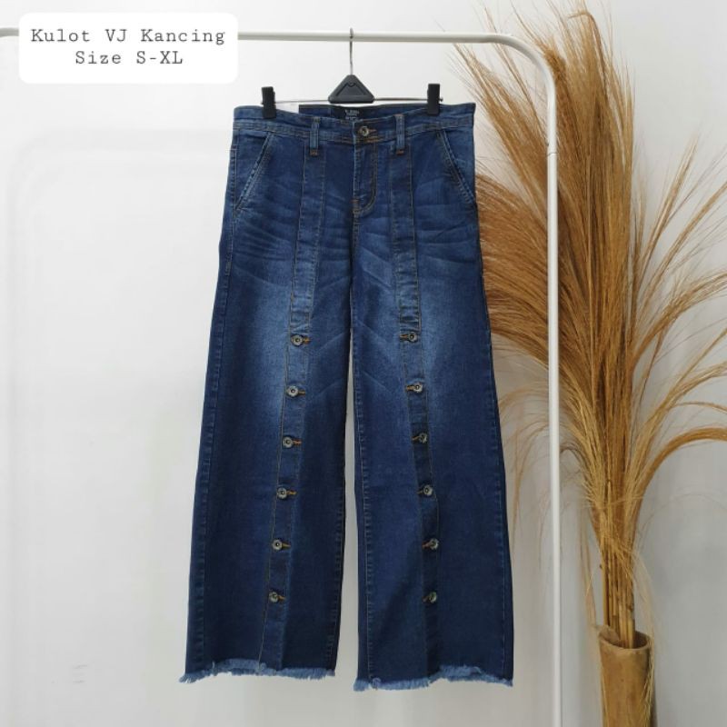 VJ KULOT JEANS KANCING TENGAH DARKWASH