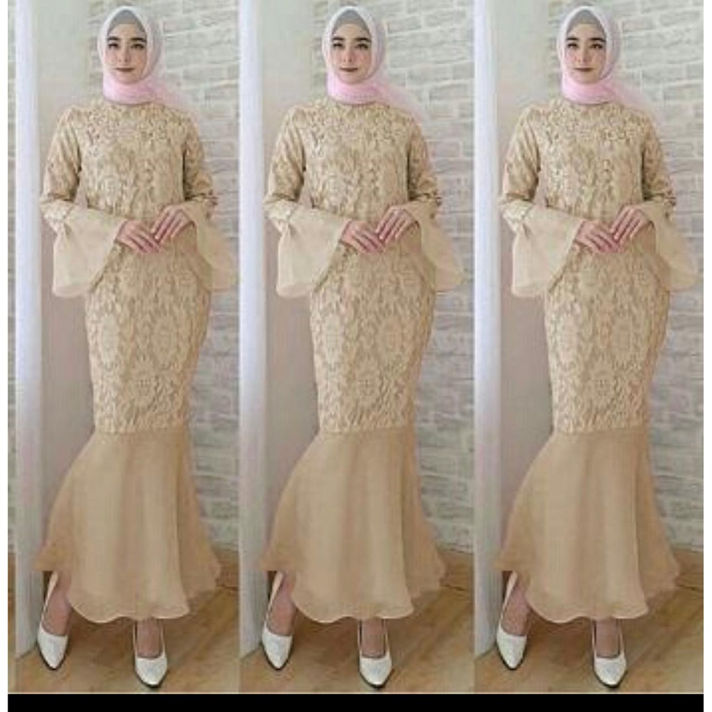 Gamis Mermaid Maxi Duyung Brokat Tulang Cord Termurah BAJU MUSLIM LEBARAN BRUKAT CORNELI