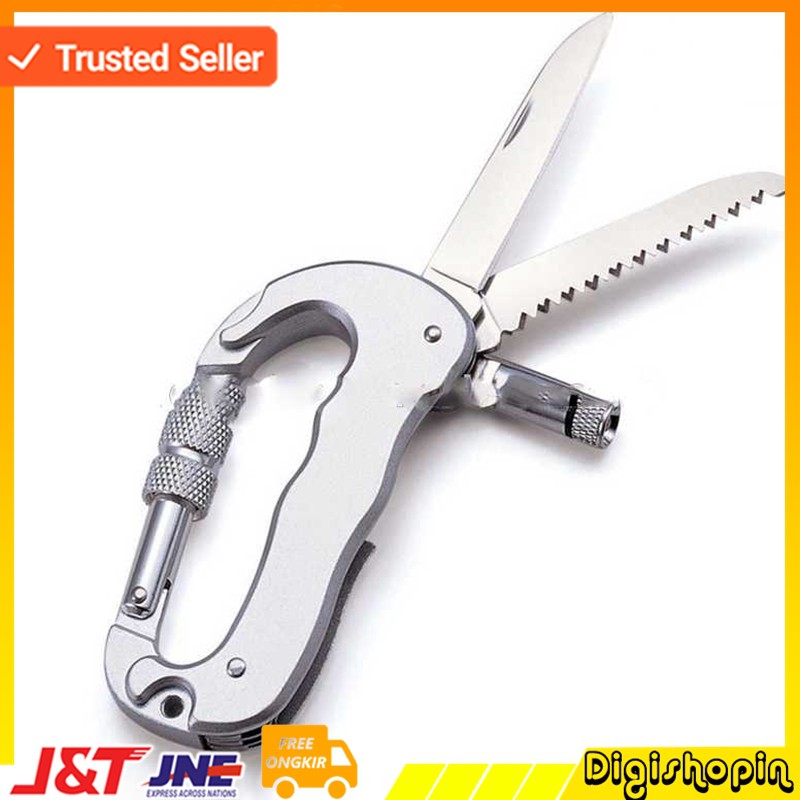 Karabiner Pisau Lipat Knife Carabiner Mountaineering/ Karabiner 4 in 1 Pisau Lipat Serbaguna Pengait