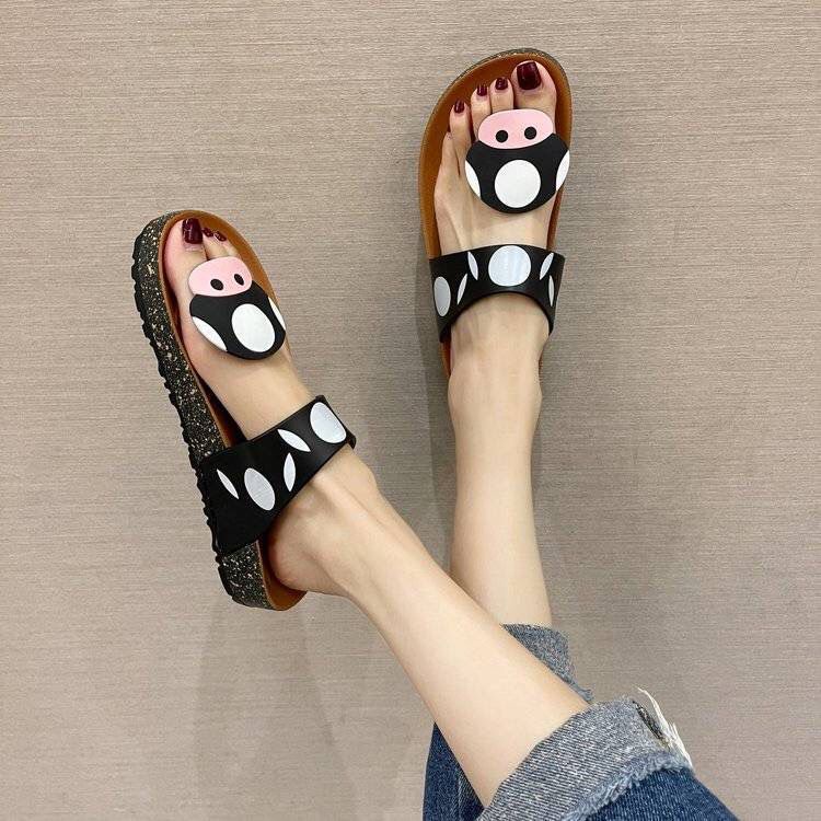 IDEALIFESHOES SANDAL JEPIT WANITA MOTIF MUSHROOM WARNA HITAM BAHAN PVC KUALITAS PREMIUM IMPORT KOREA STYLE LALISA