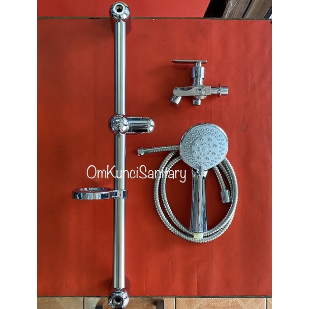 Shower Tiang Set Kran Cabang Shower Rail Tiang Shower Mandi Set Kran Double MURAH