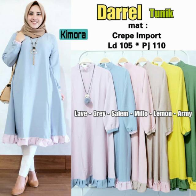 Darrel Tunik, Tunik Muslimah, Tunik Panjang Murah, Tunik Wanita, Blouse Murah Wanita Muslimah
