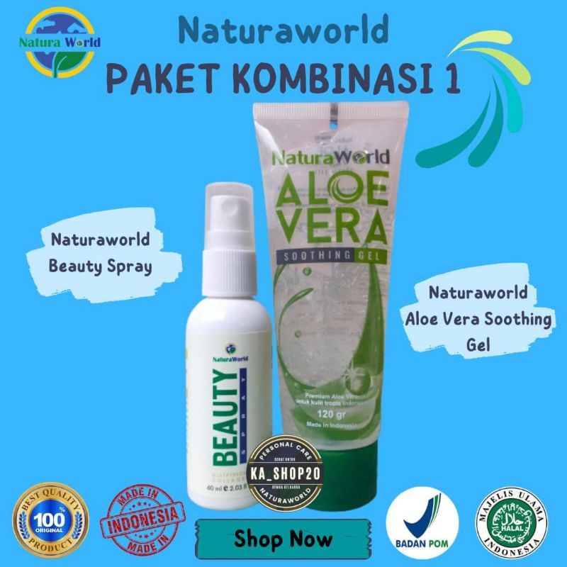 PAKET KINCLONG DARI NATURA ALOE VERA GEL dan NATURA BEAUTY SPRAY ORIGINAL 100% MEMBER RESMI NATURA W