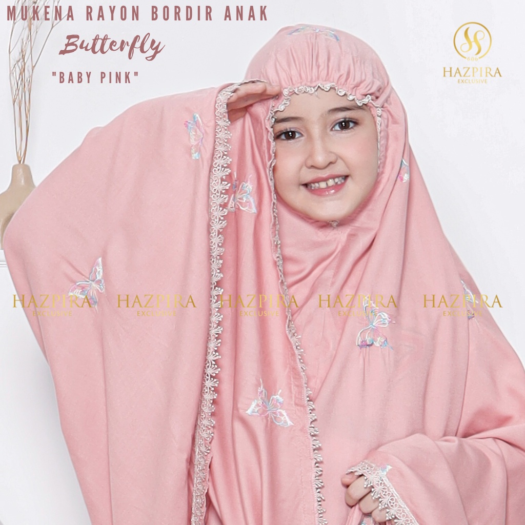 MUKENA ANAK RAYON BORDIR KUPU-KUPU BUTTERFLY 5 - 15 TAHUN