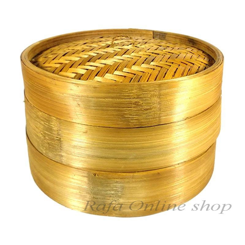 Streamer Klakat Bambu Dimsum 15cm | Kukusan Bambu - Wadah + Tutup