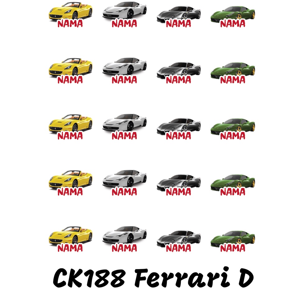 

Sticker Nama Cutting Label Waterproof Tahan Air Ferrari D (CK188)