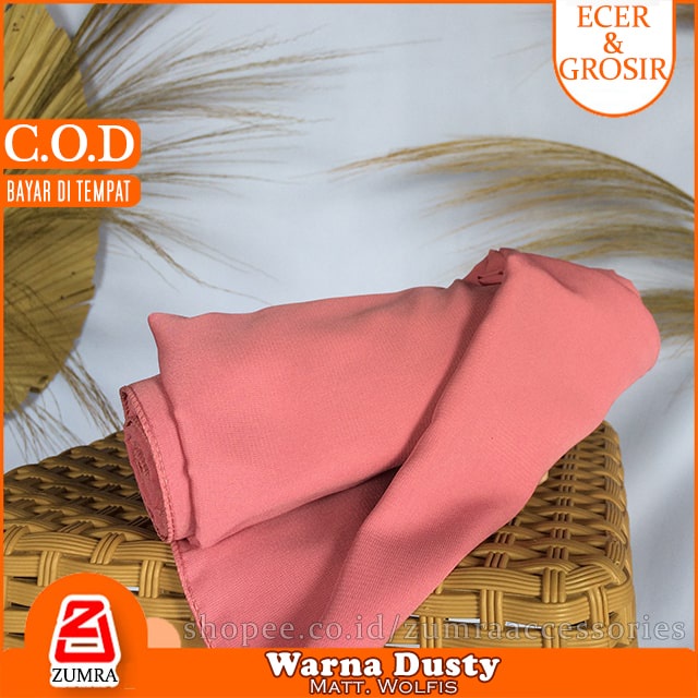 Pashmina Wolfis Super Jumbo 200 x 100 cm Pasmina Woolpeach Syari Premium Ala Malay Exclusive-Dusty