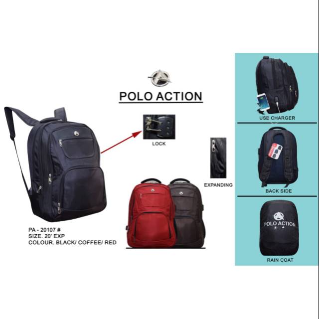 Tas Ransel / Tas Backpack Ori Polo Action 20inch - 20107