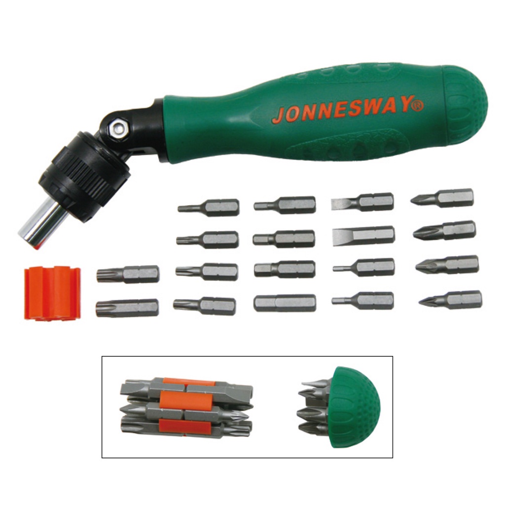 Jonnesway 19 Pcs Flexible Ratchet Driver Bit Socket Set /