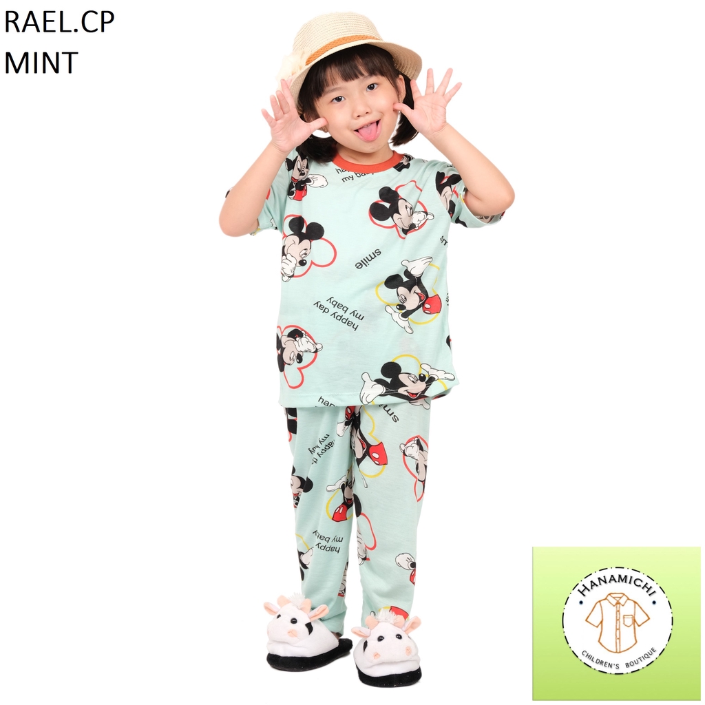 Hanamichi RAEL.CP Setelan Baju Tidur Anak Lengan Pendek Motif Kartun