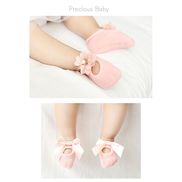 Kaos Kaki Bayi Rajut Anti Slip Pita New Born Perempuan 0-3TH