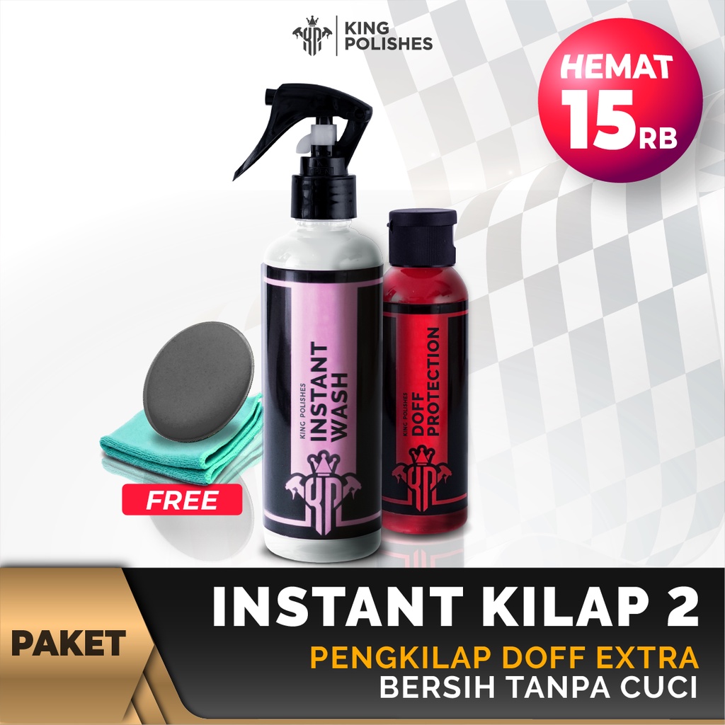 KING POLISHES Paket Instant Kilap 2 - Cuci Tanpa Air dan Pengkilap Body Motor