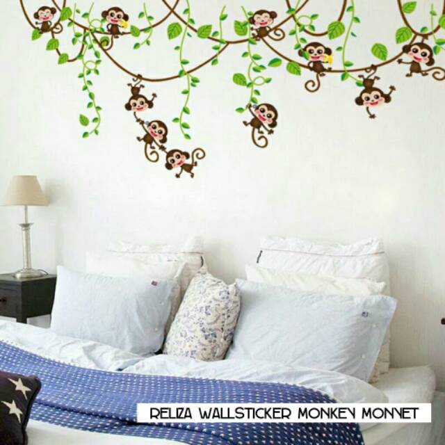 RELIZA WALL STICKER MONKEY MONYET GLANTUNGAN ANAK KIDS STIKER DINDING AY7247