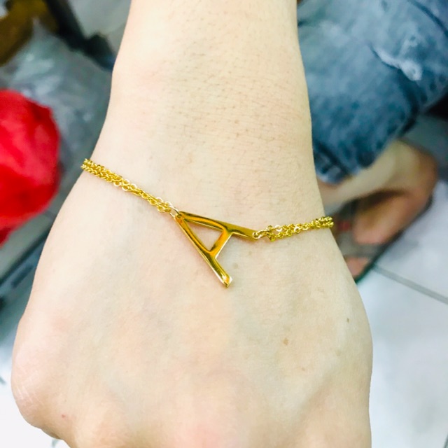 Gelang inisial gelang alphabet gelang huruf titanium / gelang titanium / gelang nama / gelang wanita