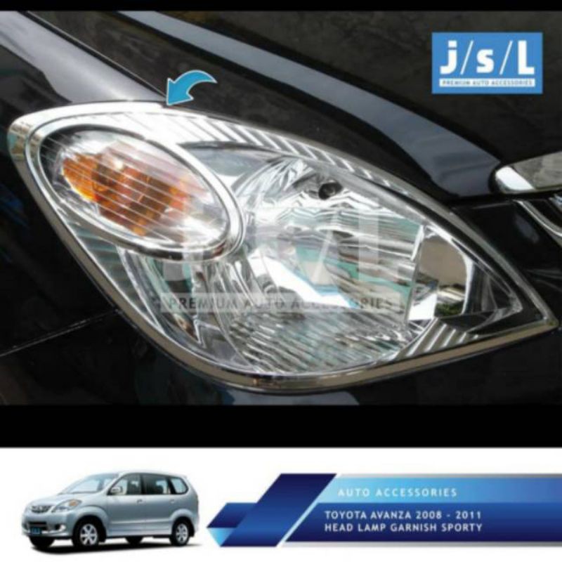 Garnish lampu depan Avanza/ Xenia VVT-i 2008-2011 sporty hitam dan chrome jsl