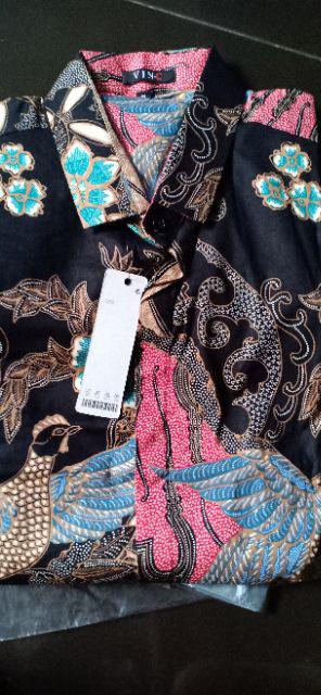 Kemeja Batik Merak Lengan Panjang Slim Fit Kantor Batik Motif Merak