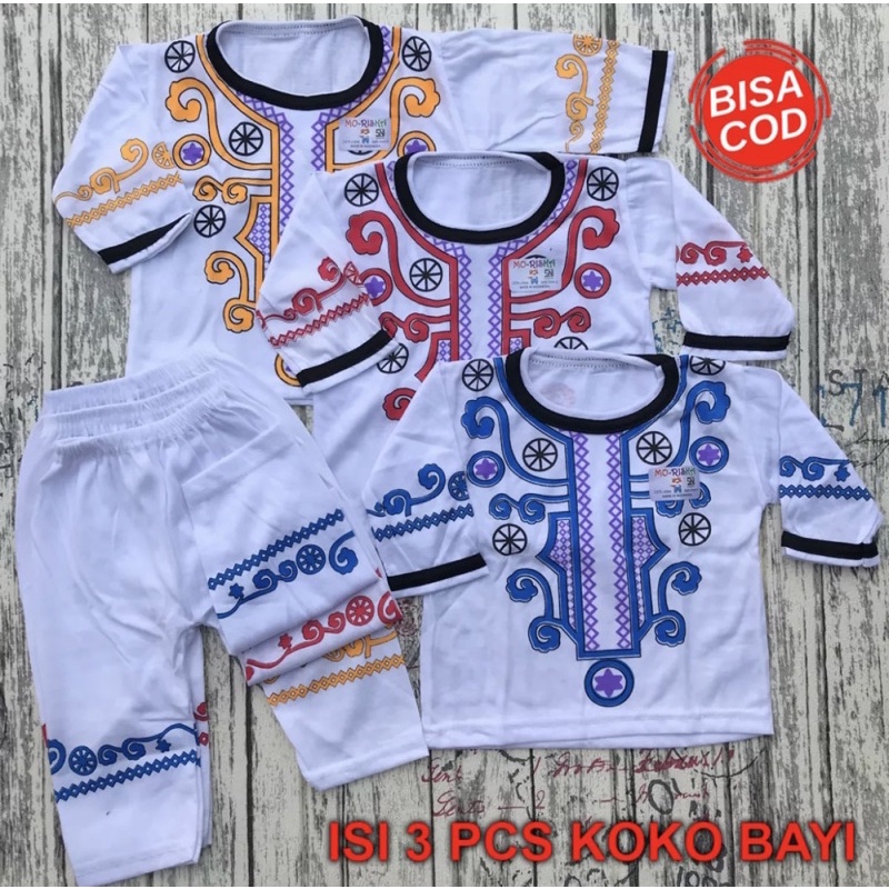 3 PCS Setelan Koko Bayi Grosir 0-6 BulanDNW Baby