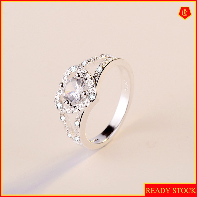[Ready Stock]Fashion Heart-Shaped Diamond Ring Simple and Elegant