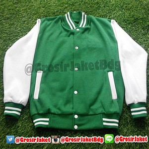 Jaket Varsity/Baseball Polos Hijau Putih