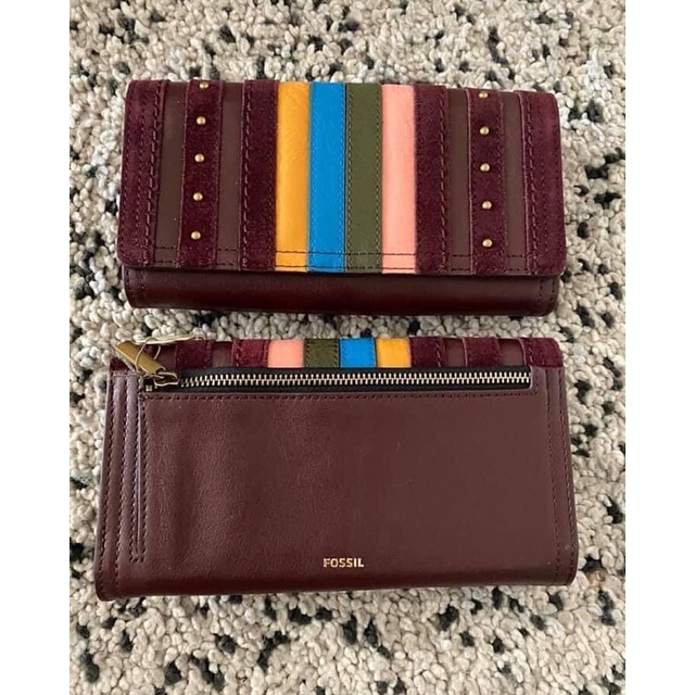 Fossil Logan Flap Claret Red