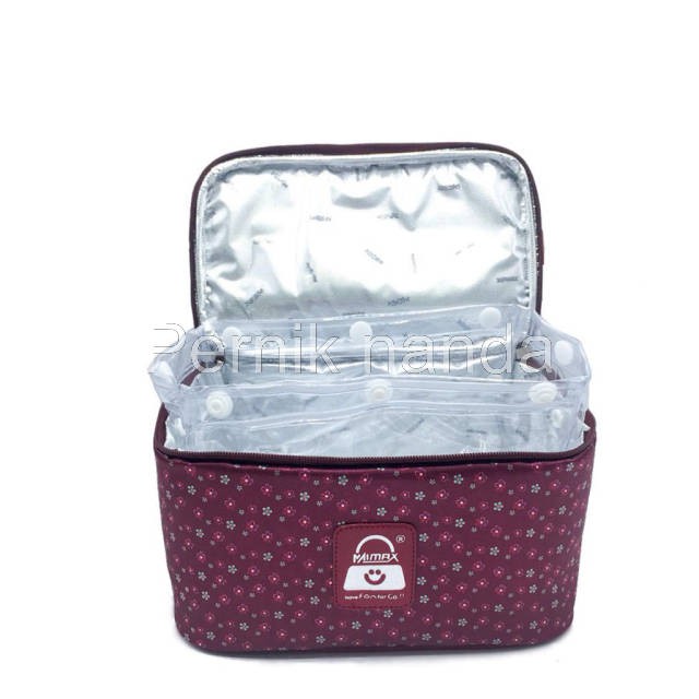 Naimax Cooler Bag Denver Maroon Flowerr Tas ASI Free Ice Gel Tas Pendingin ASI