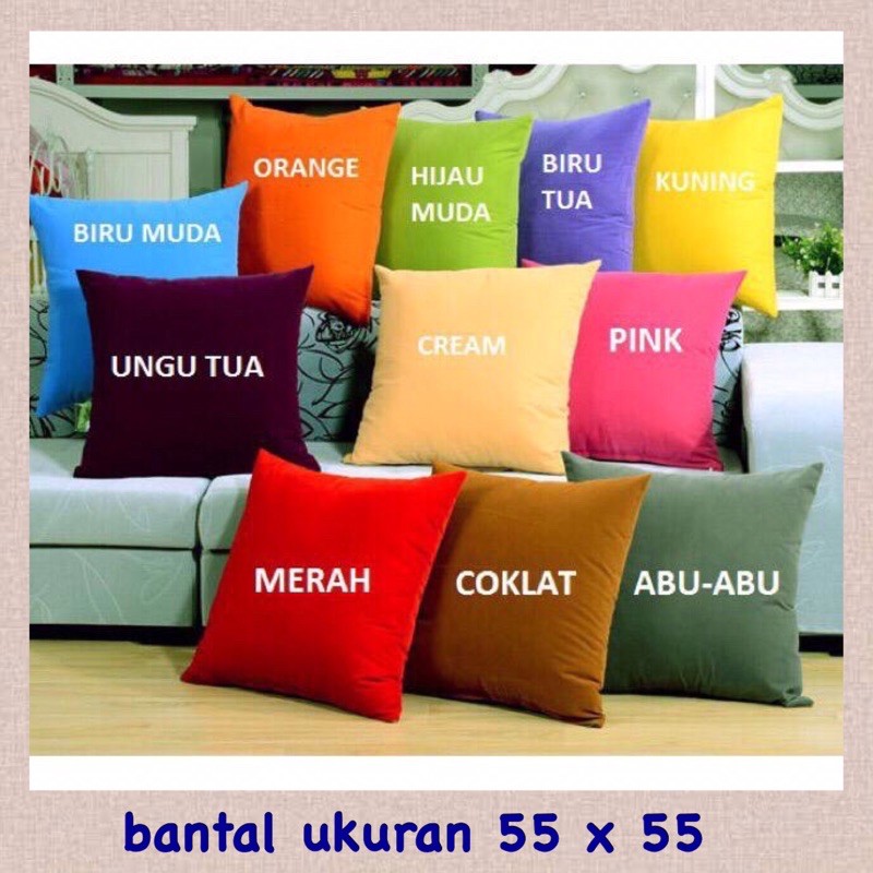 Bantal Kursi Sofa Warna Ukuran 55x55 cm isi Dakron