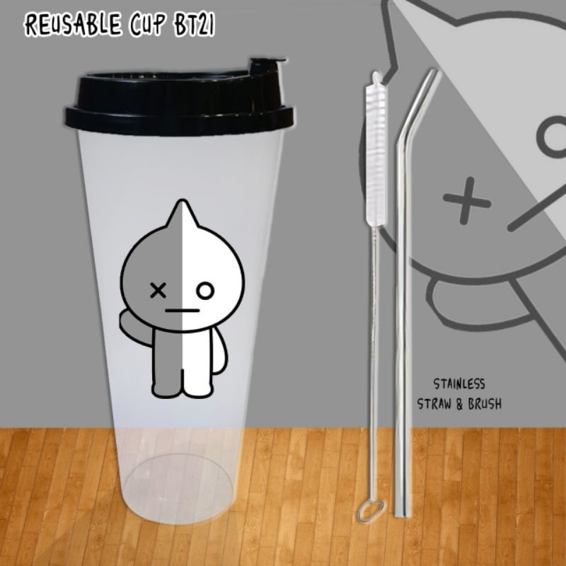 FREE SEDOTAN STAINLESS+FREE BRUSH!!!.REUSABLE CUP B T S/REUSABLE CUP BT 21/TUMBLER B T ES/TEMPAT MINUM LUCU