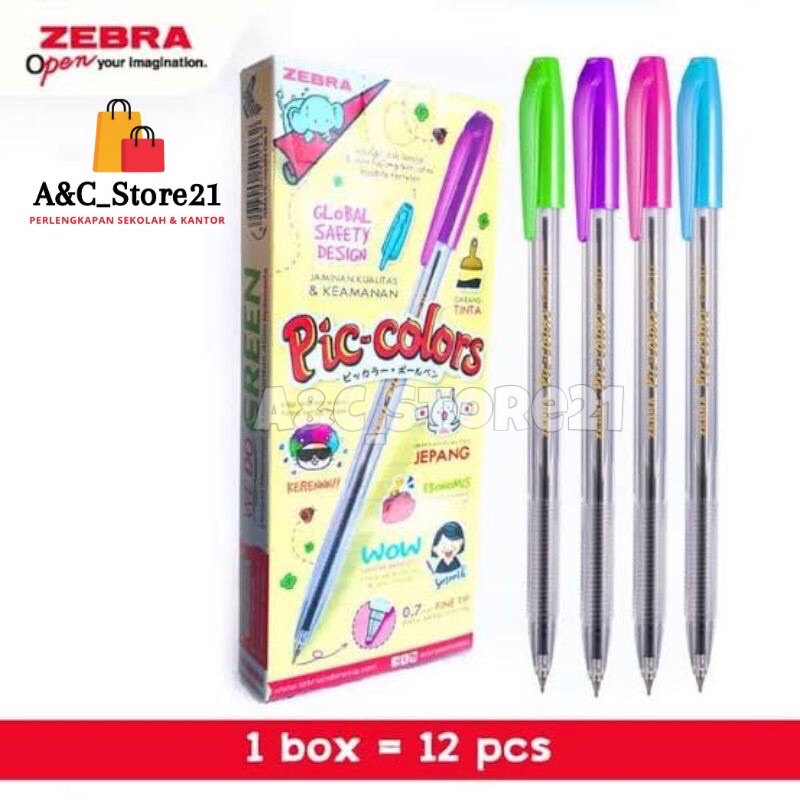 

PULPEN ZEBRA PIC-COLOR 0.7mm SATU PAK 12 PCS