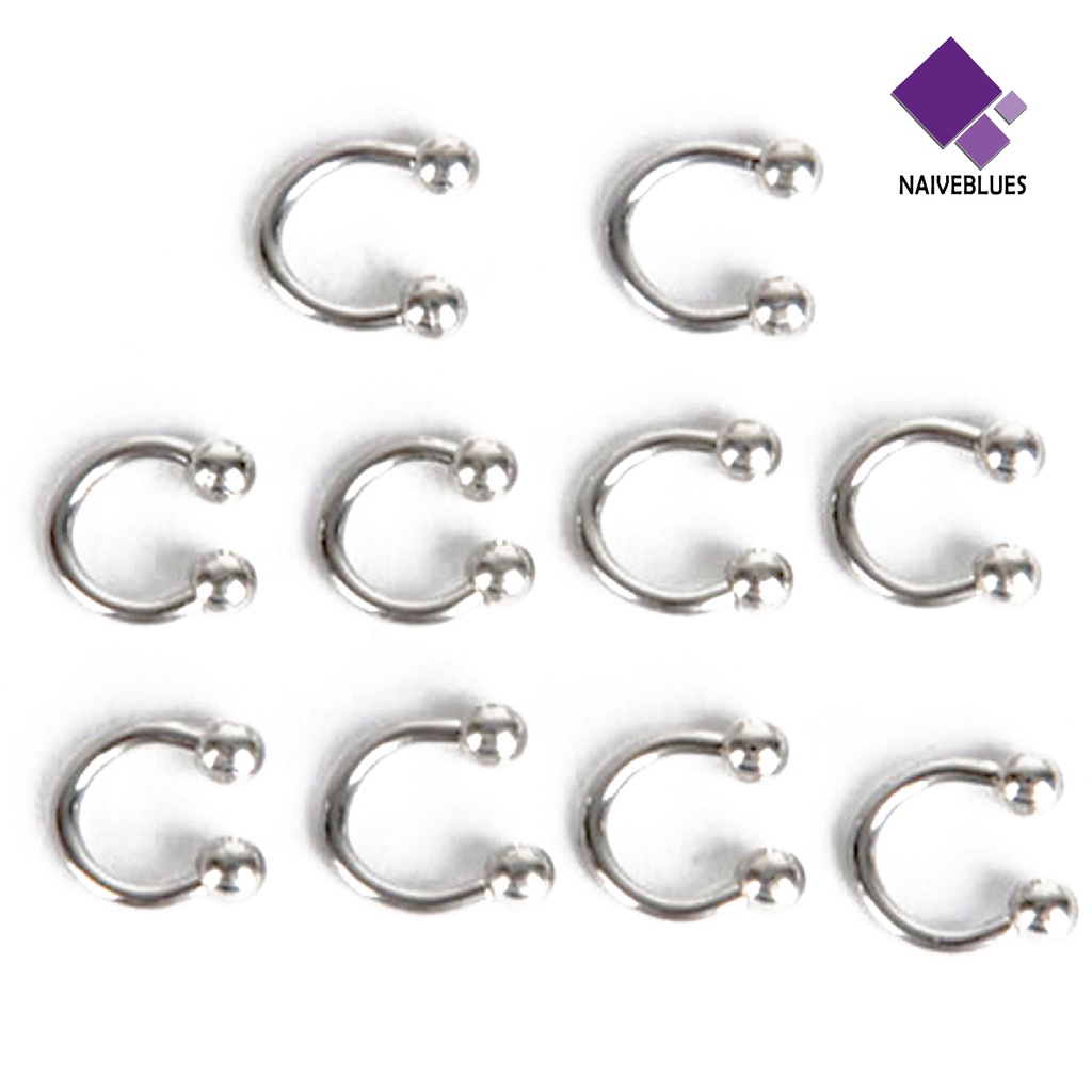 10 Pcs Cincin Tindik Bahan Stainless Steel Untuk Bibir Hidung Septum Telinga