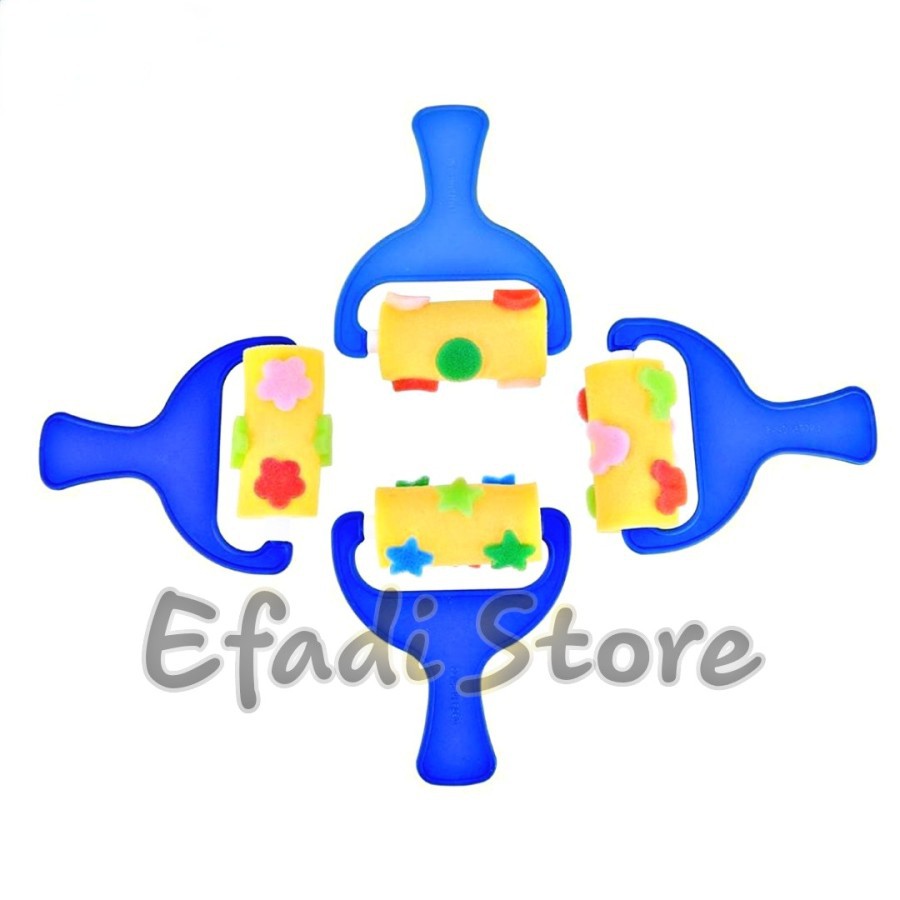 Kid Paint Sponge Roller untuk Lukis Motif Gagang Plastik