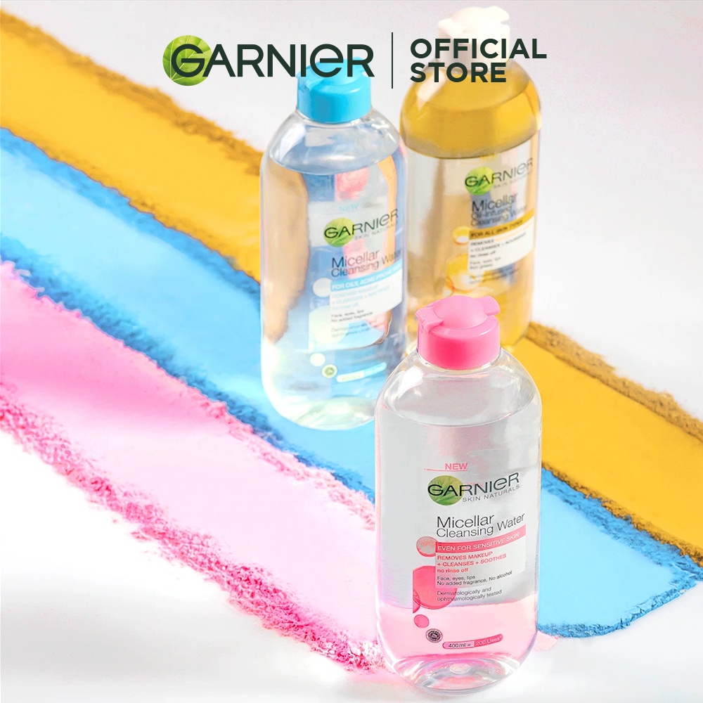 Garnier Micellar Water Pink &amp; Oil Infused- 400 ml Twinpack - Pembersih Wajah &amp; Makeup kulit sensitif